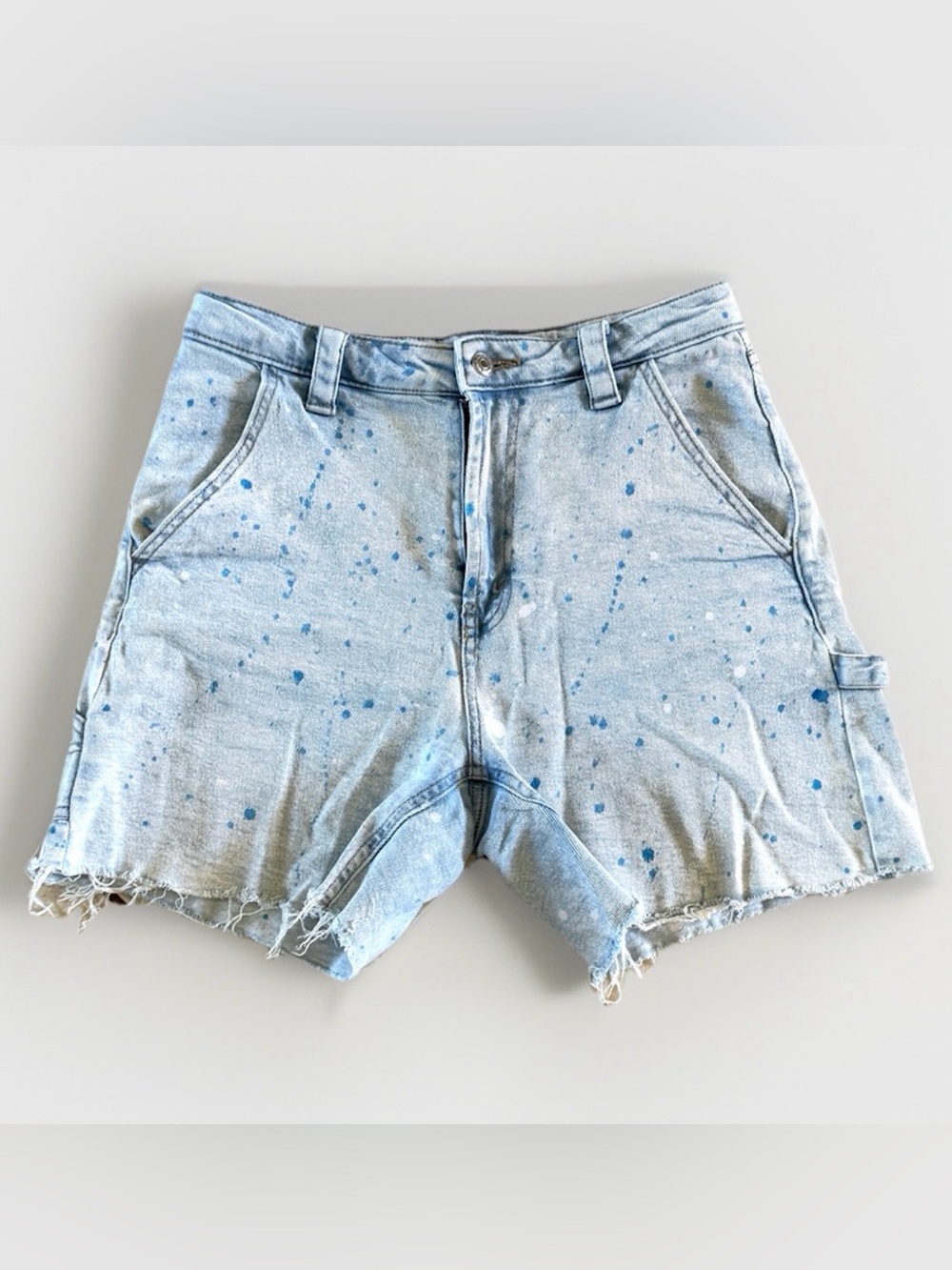 Wild Fable Paint Splatter Utility Denim Shorts Size 6 high rise